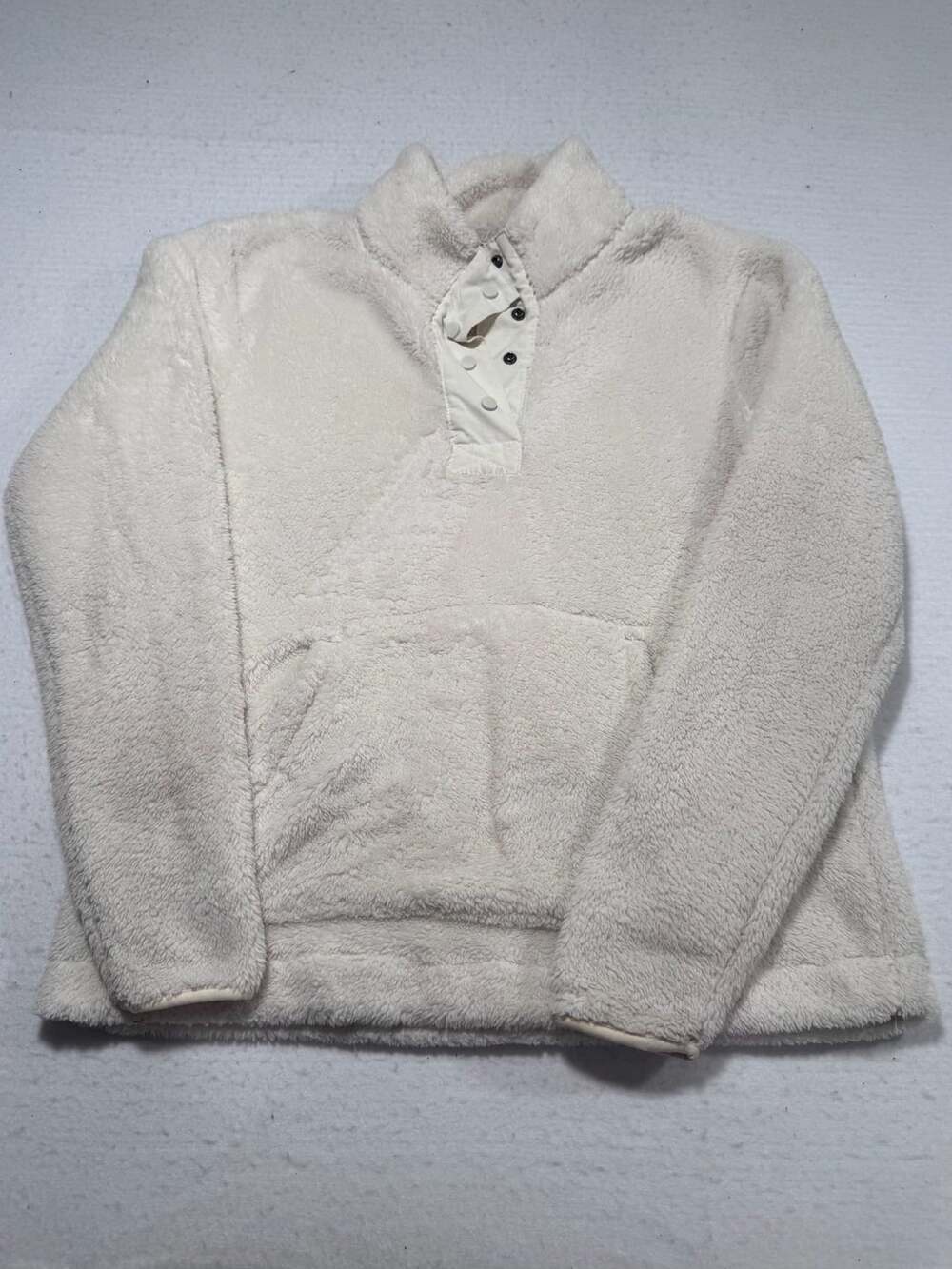 Eddie Bauer Sherpa Fleece Snap Pullover Size L Cream